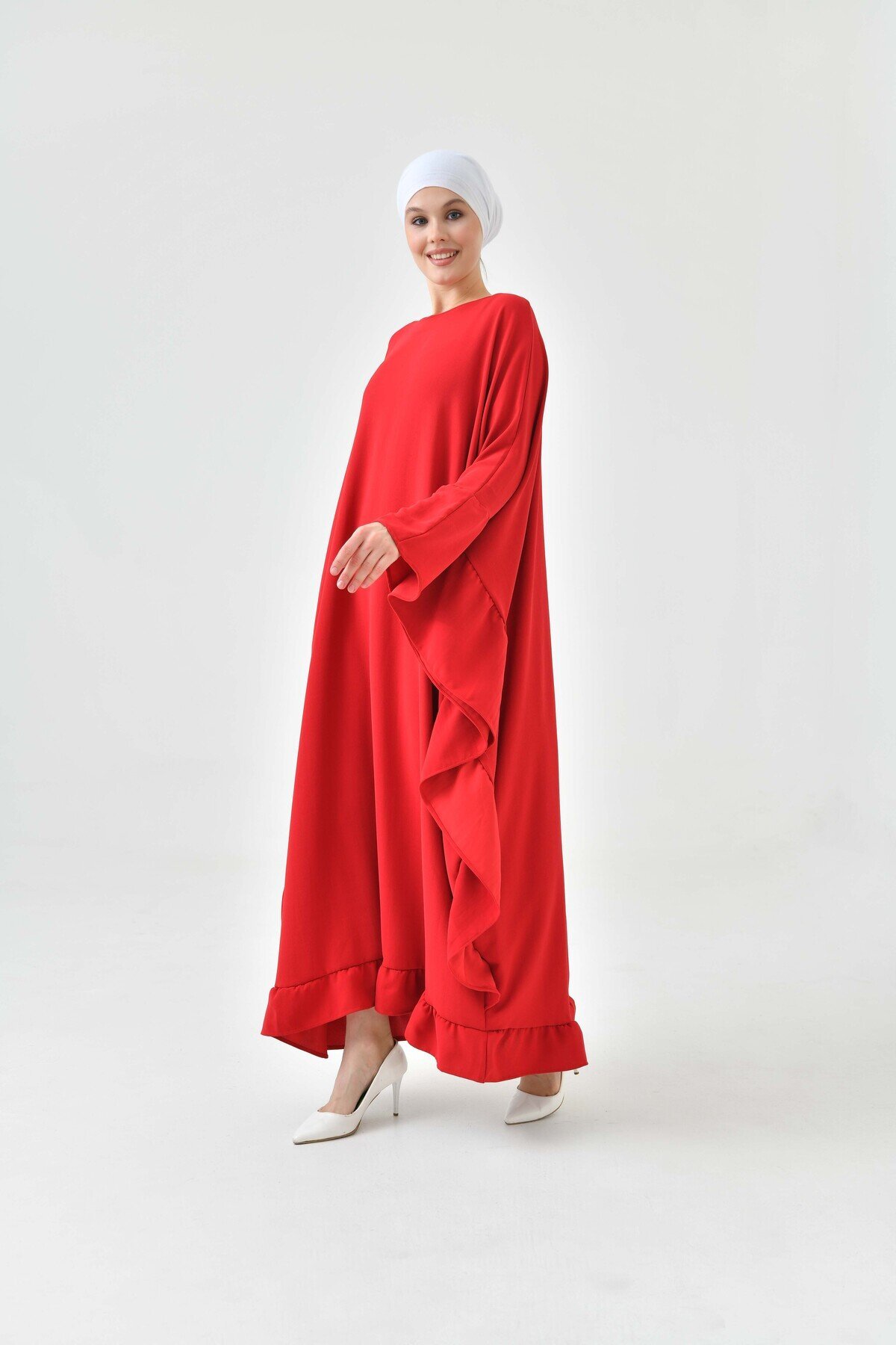 Plus Size Abaya Dress - Burgundy - Fzd Filizzade