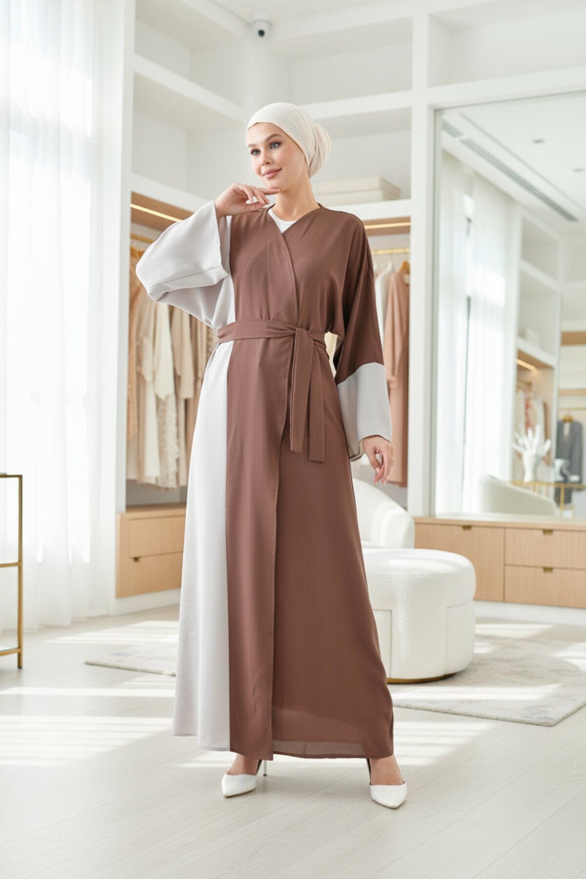 Relaxed-Fit Abaya - Brown - Fzd Filizzade