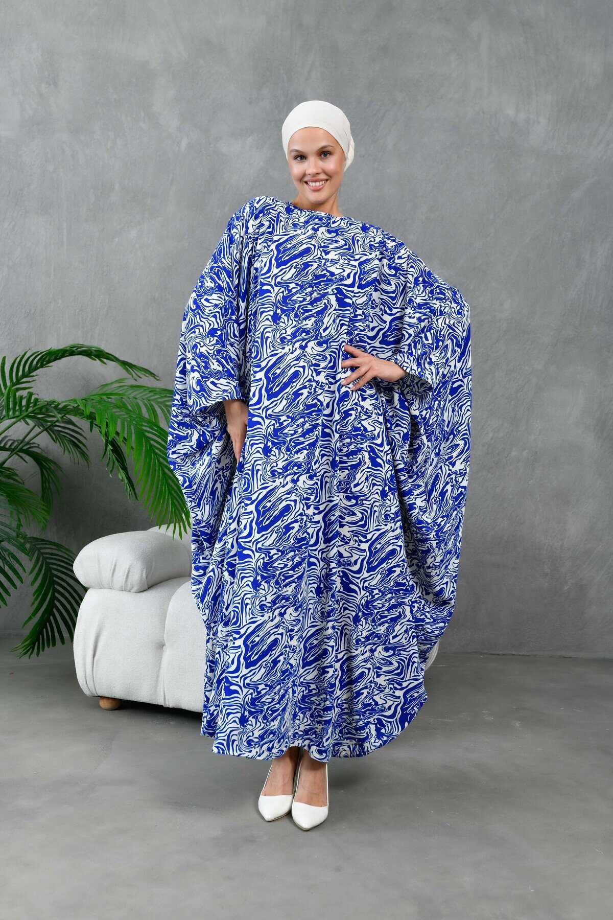 Sax Blue Dress Abaya - Sax Blue - Fzd Filizzade