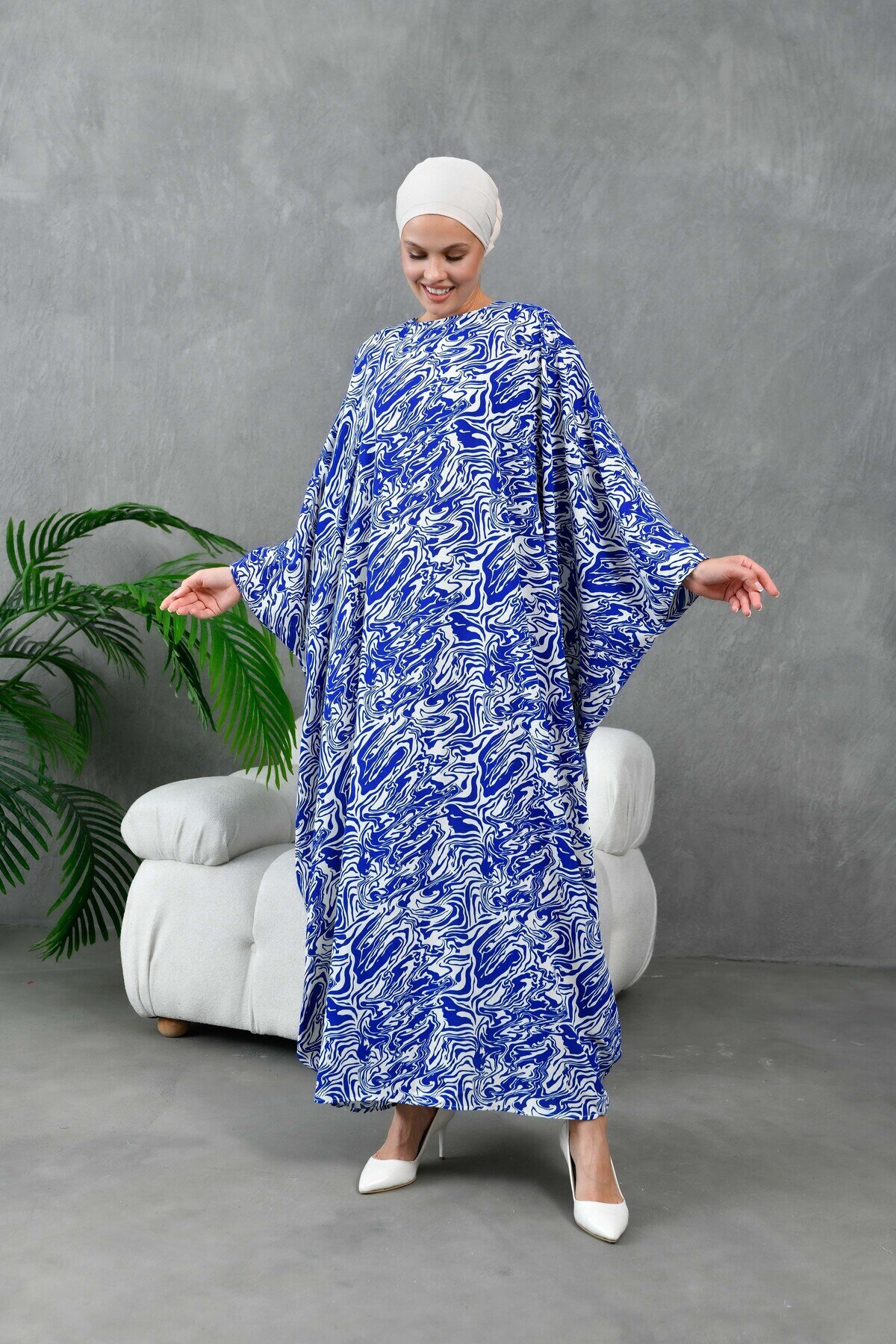 Sax Blue Dress Abaya - Sax Blue - Fzd Filizzade