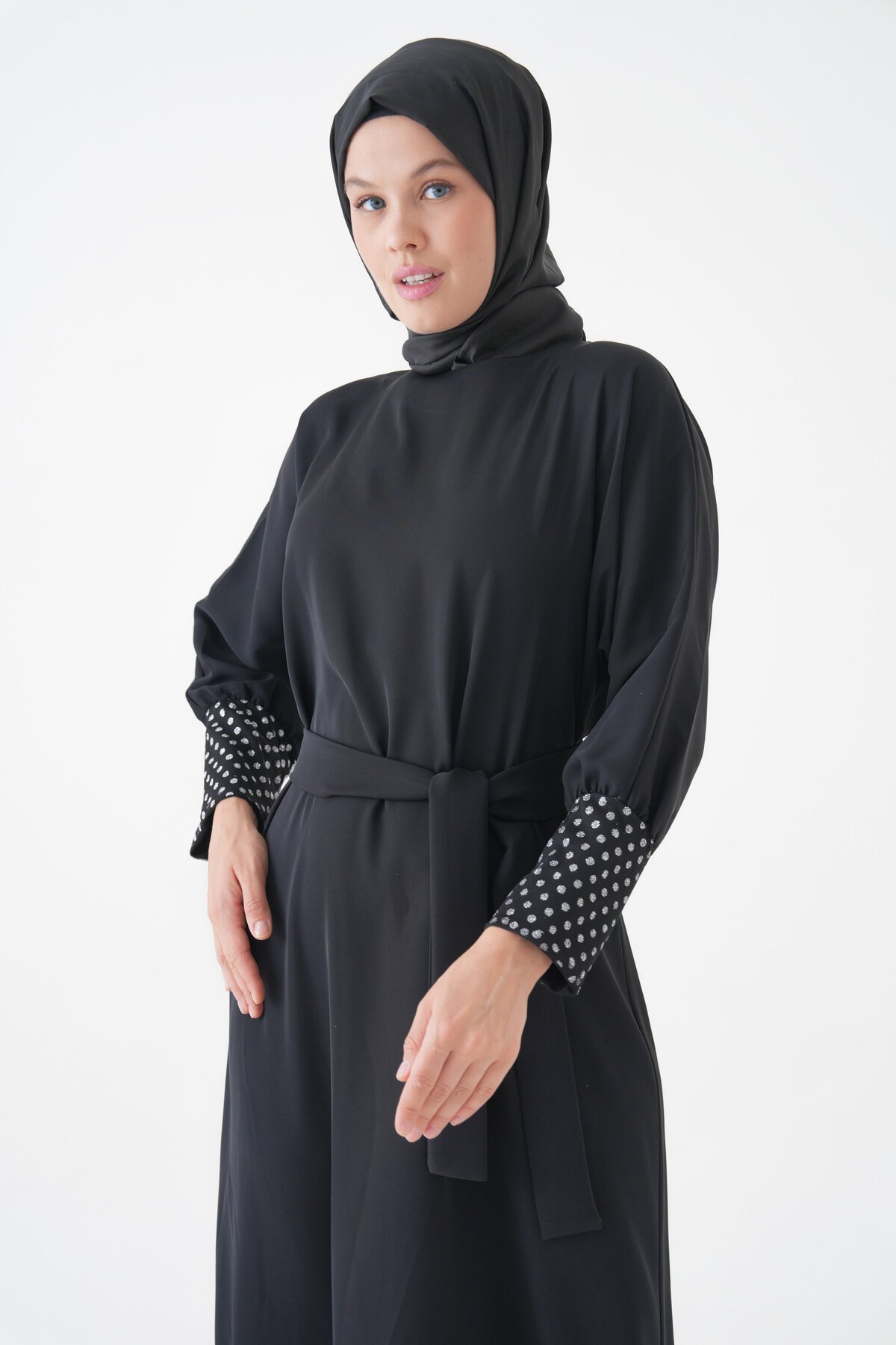Silver Cuff Accessory Dress - Black - Fzd Filizzade