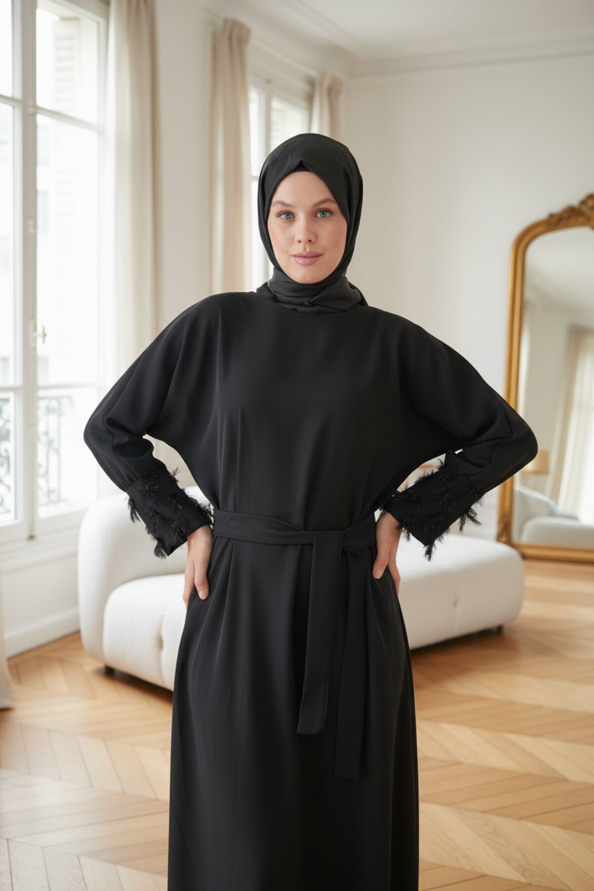 Accessory-Cuff Modest Dress - Black - Fzd Filizzade
