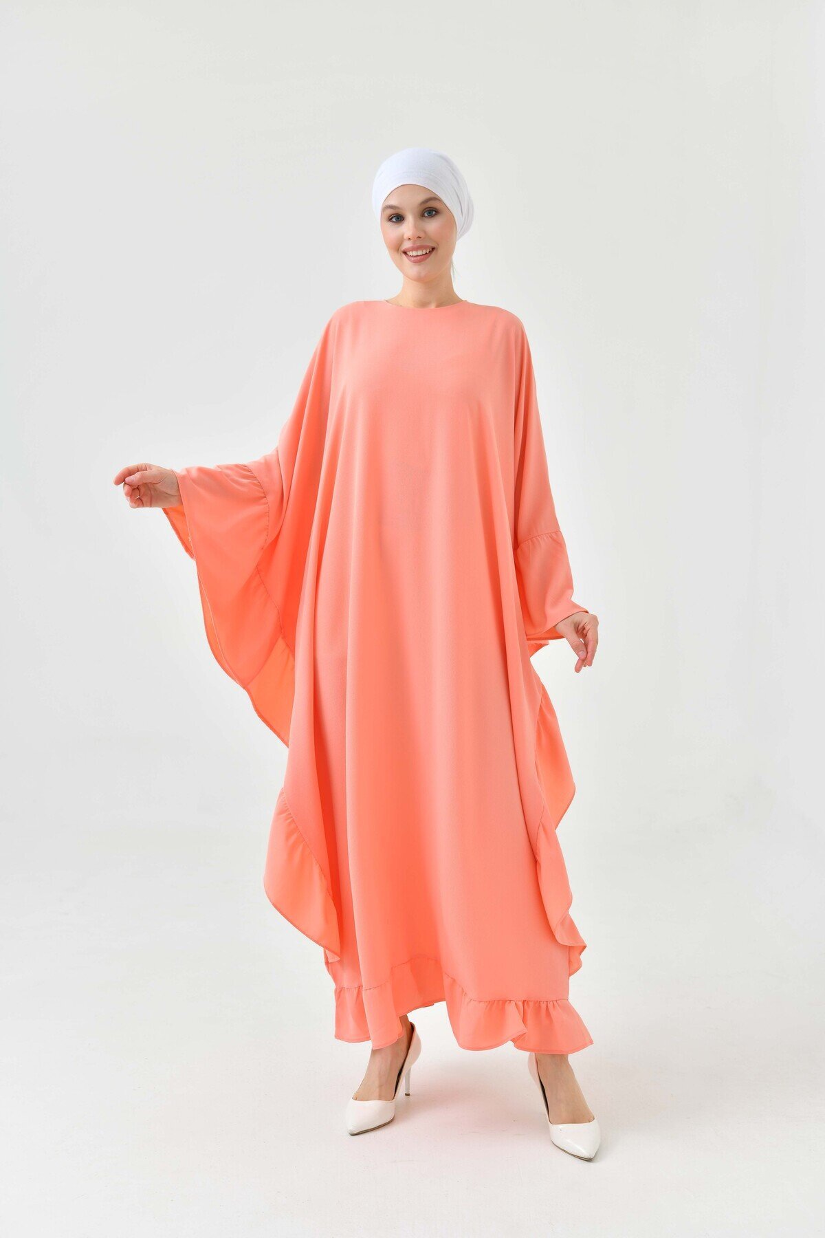 Plus Size Abaya Dress - Orange - Fzd Filizzade