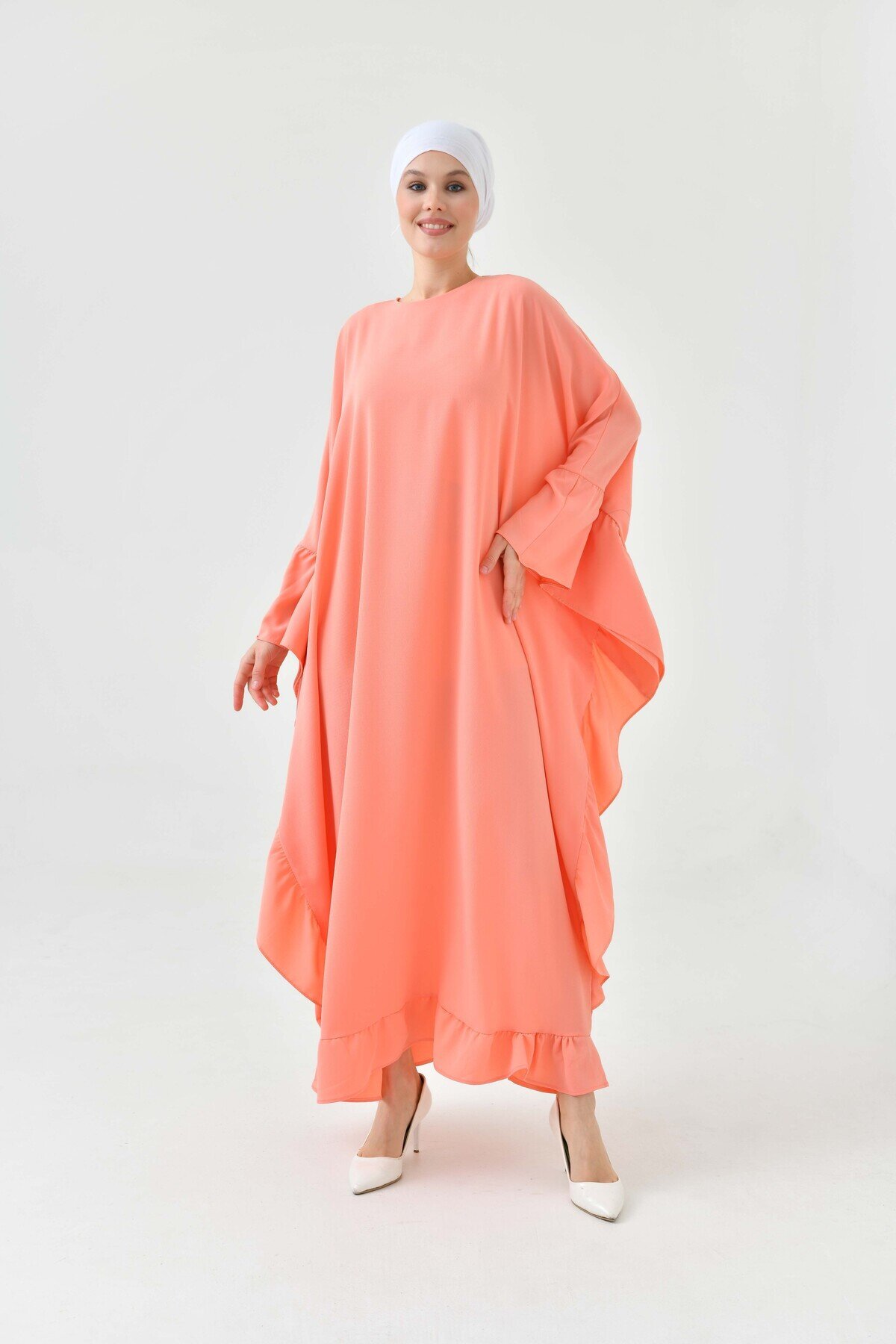 Plus Size Abaya Dress - Orange - Fzd Filizzade