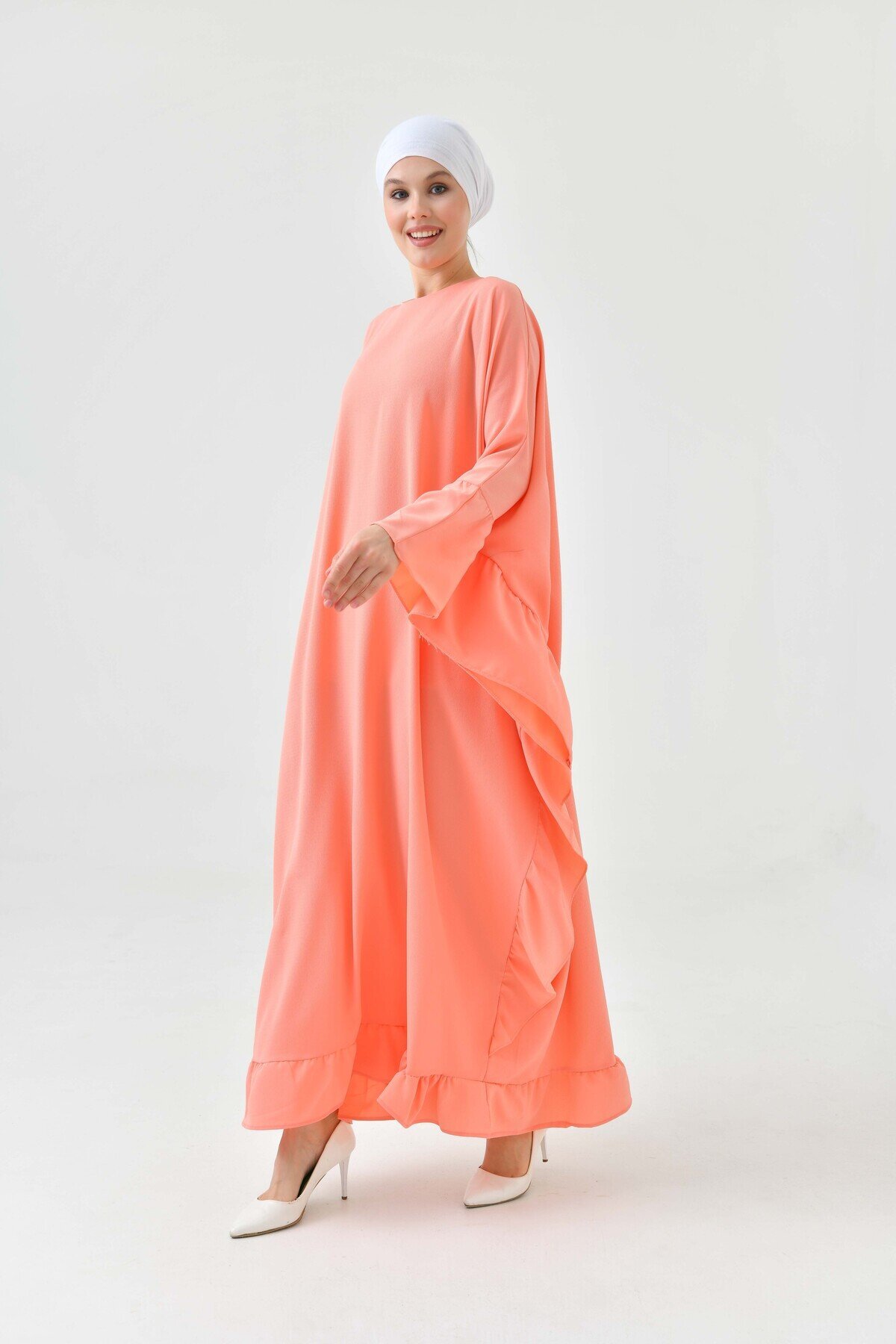 Plus Size Abaya Dress - Orange - Fzd Filizzade