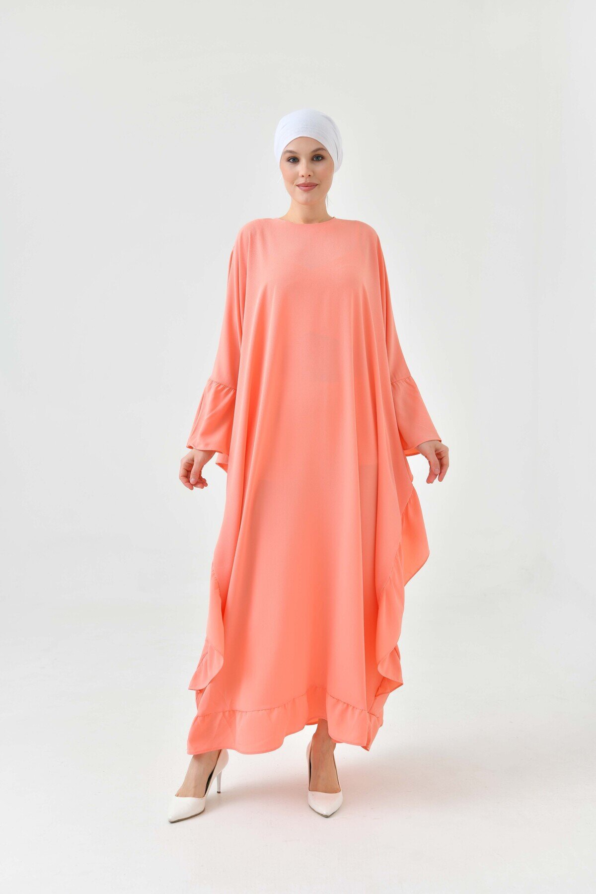 Plus Size Abaya Dress - Orange - Fzd Filizzade