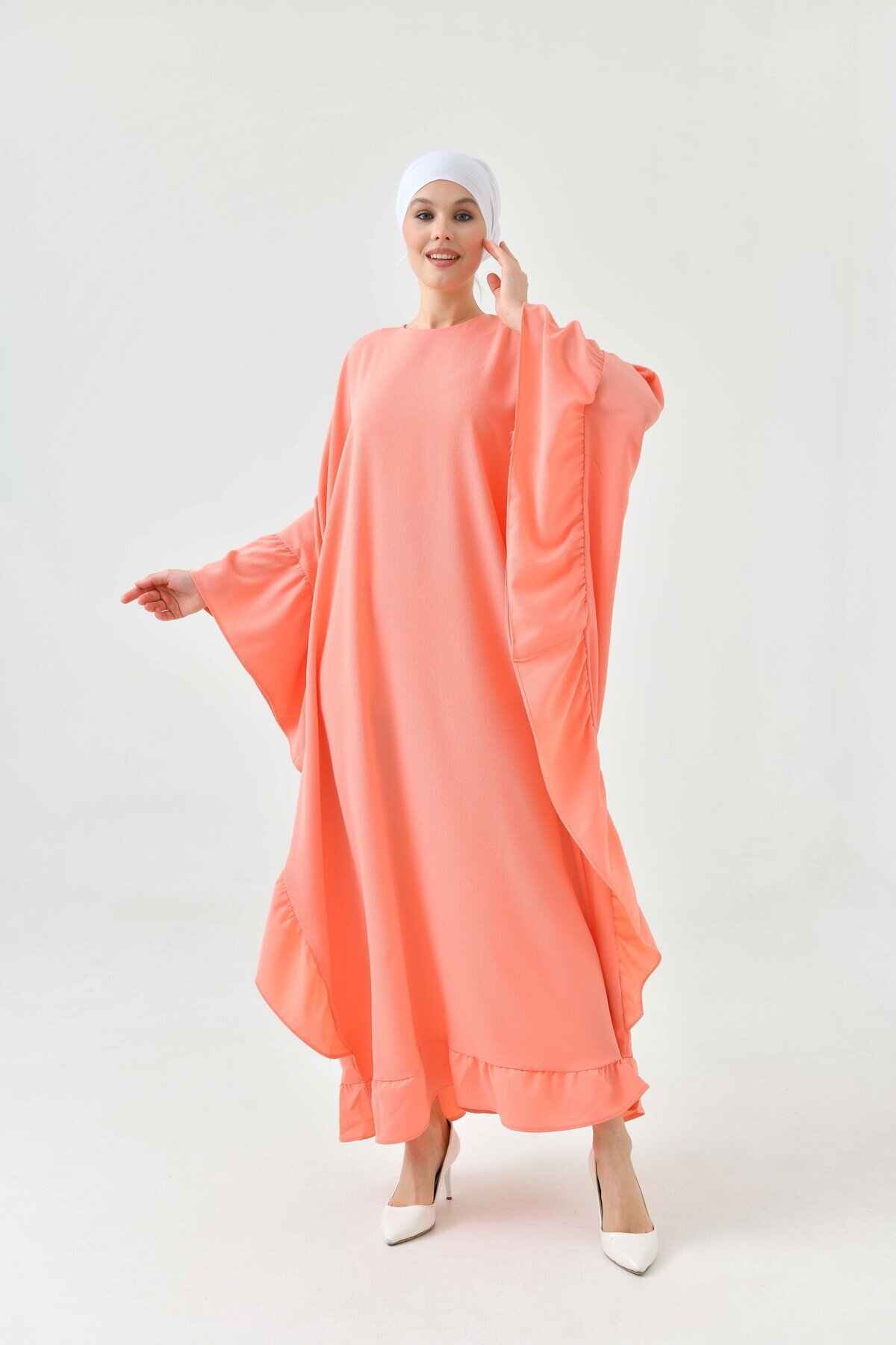 Plus Size Abaya Dress - Orange - Fzd Filizzade
