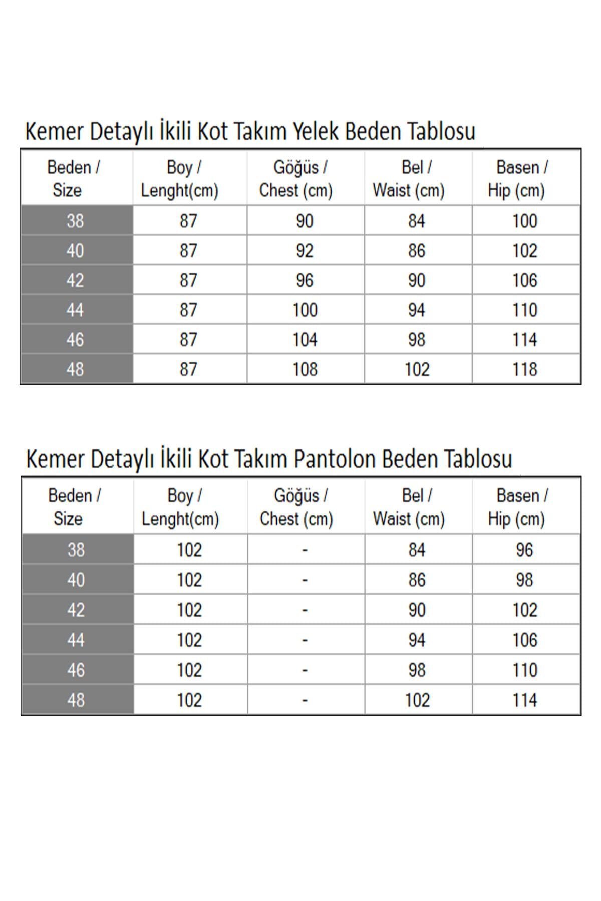 Buz Mavisi Kemer Detaylı İkili Kot Takım - Modamihram