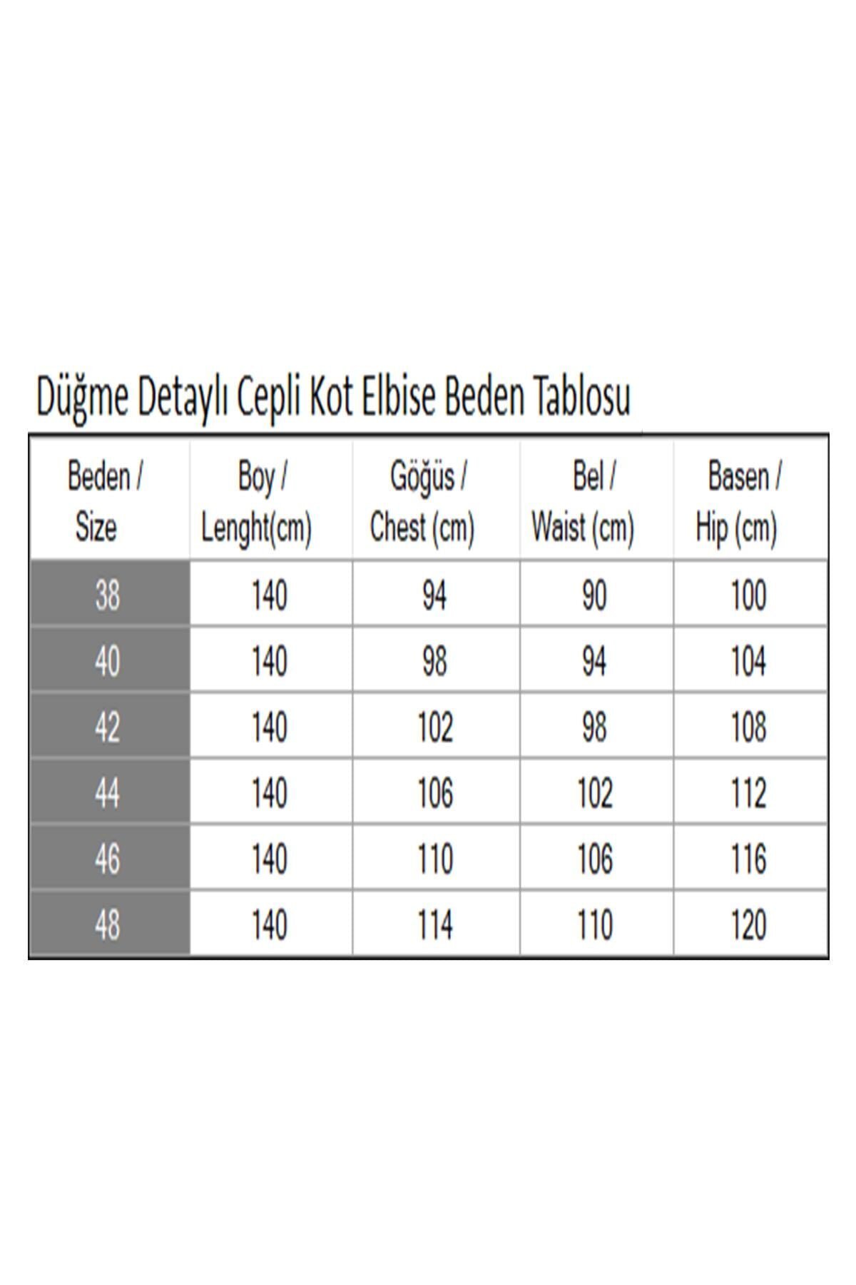 Koyu Mavi Cepli Düğme Detaylı Kot Elbise - Modamihram