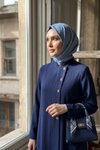 Lacivert Kare Aksesuarlı Ferace