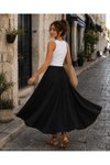 Siyah İtalyan Beli Lastikli Kloş Etek