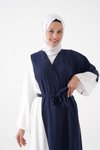 Lacivert Ekru Laci Abaya Ferace