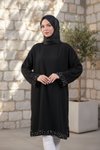 تونيك واسع أسود بتفاصيل غارني للمناسبات