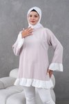 Bej Fırfırlı Salaş Garnili Tunik