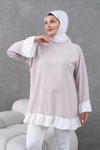 Bej Fırfırlı Salaş Garnili Tunik