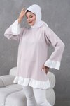 Bej Fırfırlı Salaş Garnili Tunik