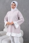 Bej Fırfırlı Salaş Garnili Tunik