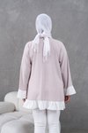 Bej Fırfırlı Salaş Garnili Tunik