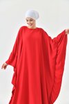 Bordo Büyük Beden Abaya Elbise Ferace