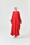 Bordo Büyük Beden Abaya Elbise Ferace