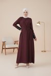 Belted Sequin-Trimmed Dress - Burgundy