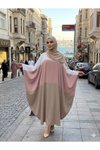 Ekru Camel Büyük Beden Özel Gün Elbise Ferace