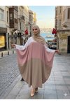 Ekru Camel Büyük Beden Özel Gün Elbise Ferace