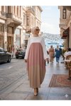 Ekru Camel Büyük Beden Özel Gün Elbise Ferace