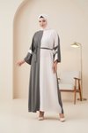 Loose Fit Trimmed Dress - Khaki Beige