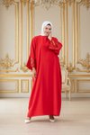 Sequin-Detail-Sleeves Abaya - Red