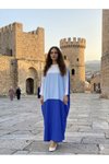 Lacivert Büyük Beden Üçlü Özel Gün Elbise Ferace