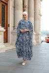 Dress-Style Abaya - Navy Blue
