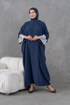 Lacivert Gümüş Kollar Pulpayet Detaylı Abaya Ferace
