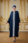 Hooded Modest Abaya Coat - Navy Blue