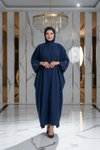 Sequin-Sleeve Modest Abaya - Navy Blue