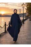 Lacivert Omuzdan Püsküllü Büyük Beden Ferace