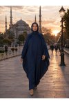 Lacivert Omuzdan Püsküllü Büyük Beden Ferace