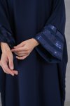 Lacivert Pulpayet Şerit Detaylı Büyük Beden Abaya Ferace