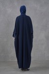 Lacivert Pulpayet Şerit Detaylı Büyük Beden Abaya Ferace
