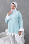 Mint Yeşili Salaş Garnili Fırfırlı Tunik