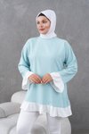 Mint Yeşili Salaş Garnili Fırfırlı Tunik