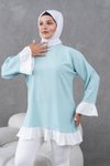 Mint Yeşili Salaş Garnili Fırfırlı Tunik