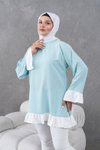 Mint Yeşili Salaş Garnili Fırfırlı Tunik