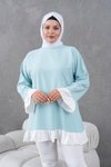 Mint Yeşili Salaş Garnili Fırfırlı Tunik