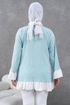 Mint Yeşili Salaş Garnili Fırfırlı Tunik