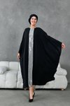 Siyah Aksesuarlı Abaya Ferace