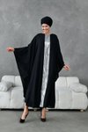 Siyah Aksesuarlı Abaya Ferace