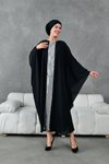 Siyah Aksesuarlı Abaya Ferace