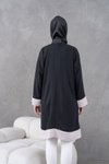 Siyah Bej Garnili Diz Boyu Salaş Tunik