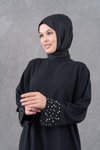 Siyah Diz Boyu Salaş Garnili Tunik